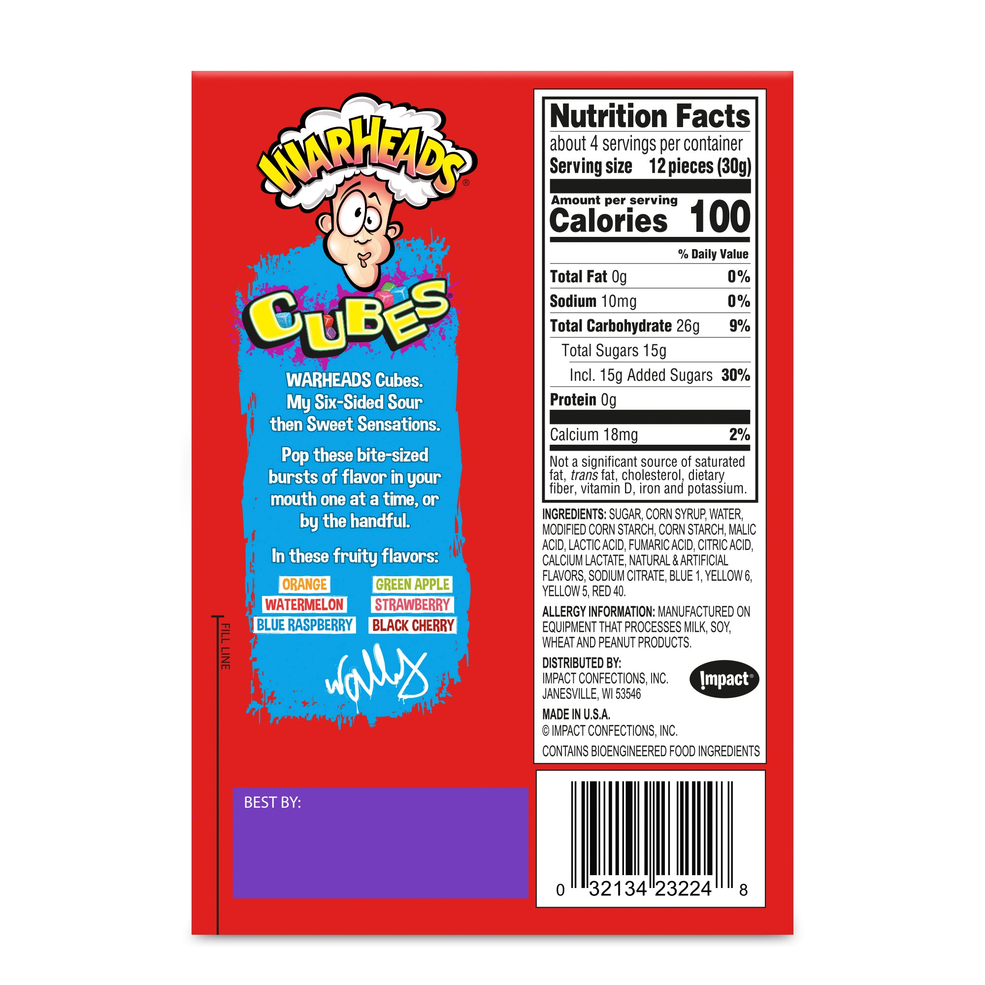Warheads Theatre Box Chewy Cubes 4oz Case of 12