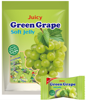 Green Grape Juicy Fruit Soft Gummy | 100g Display Box