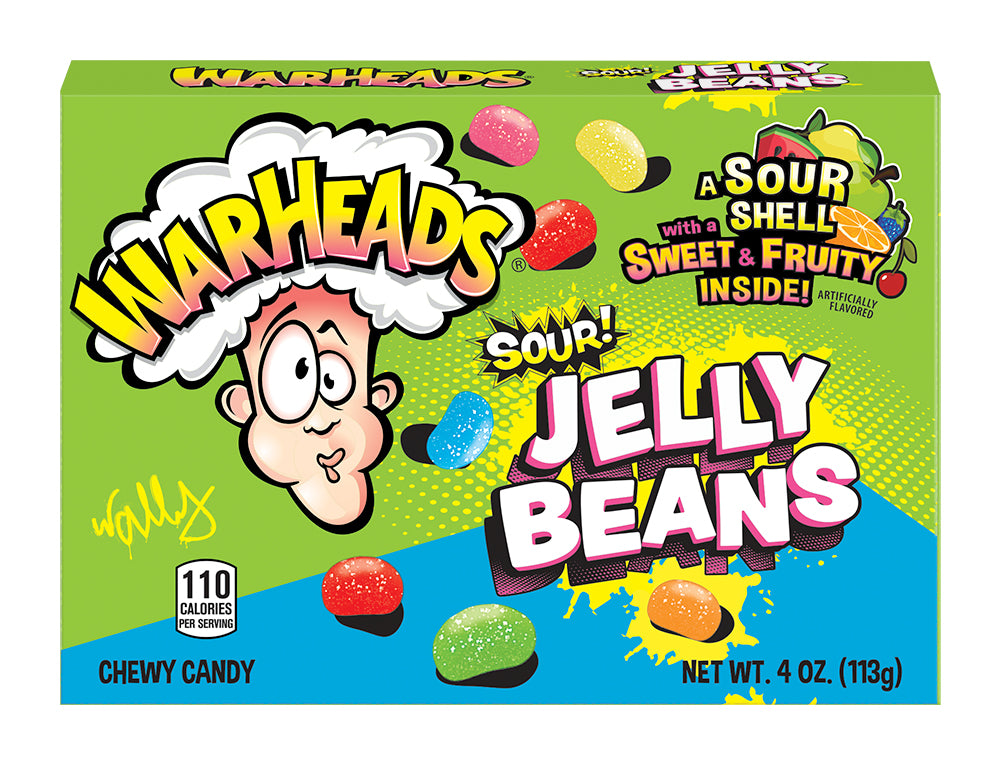 Warheads Theatre Box Sour Jelly Beans 4oz Case of 12