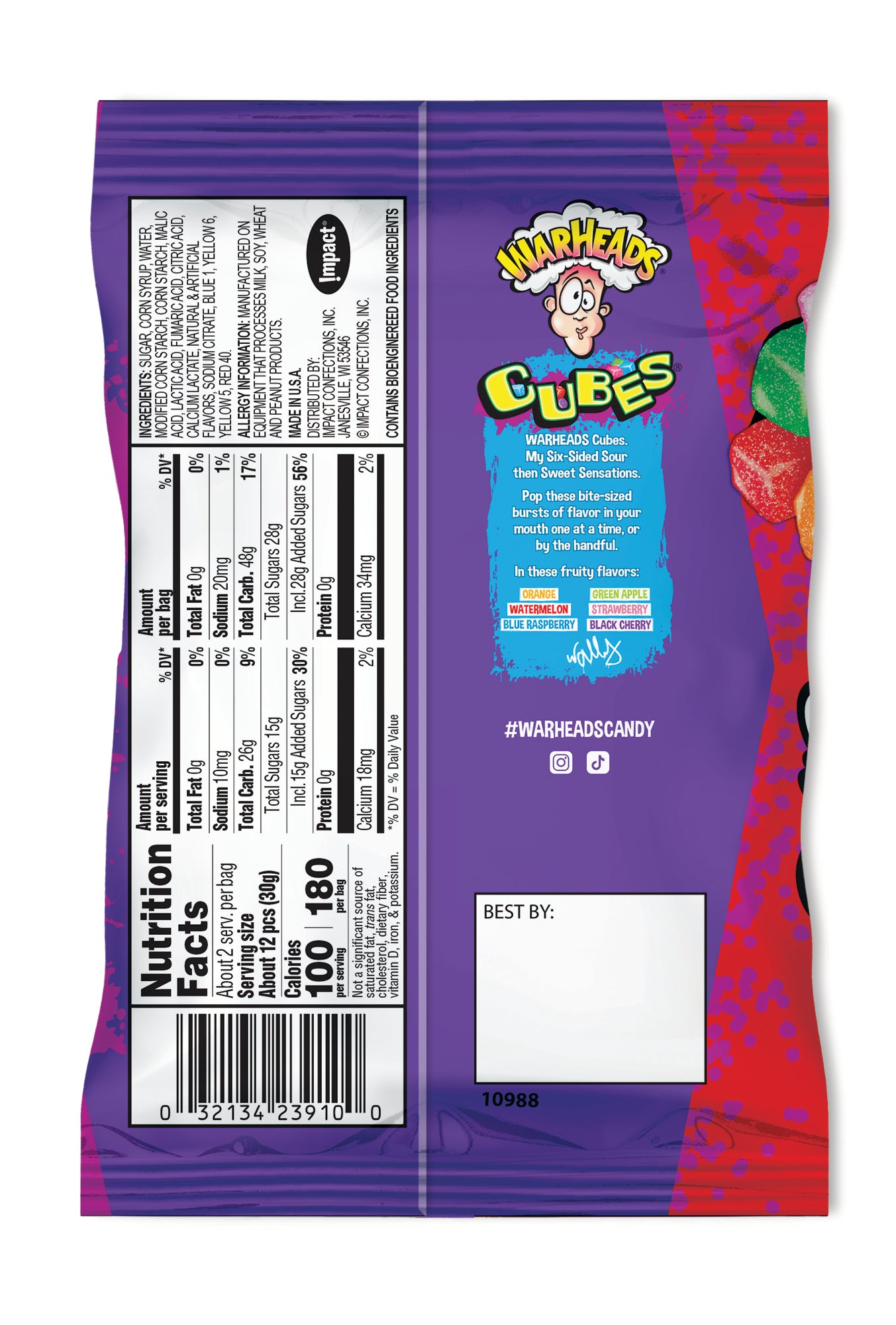 Warheads Sour Chewy Cubes 56g.