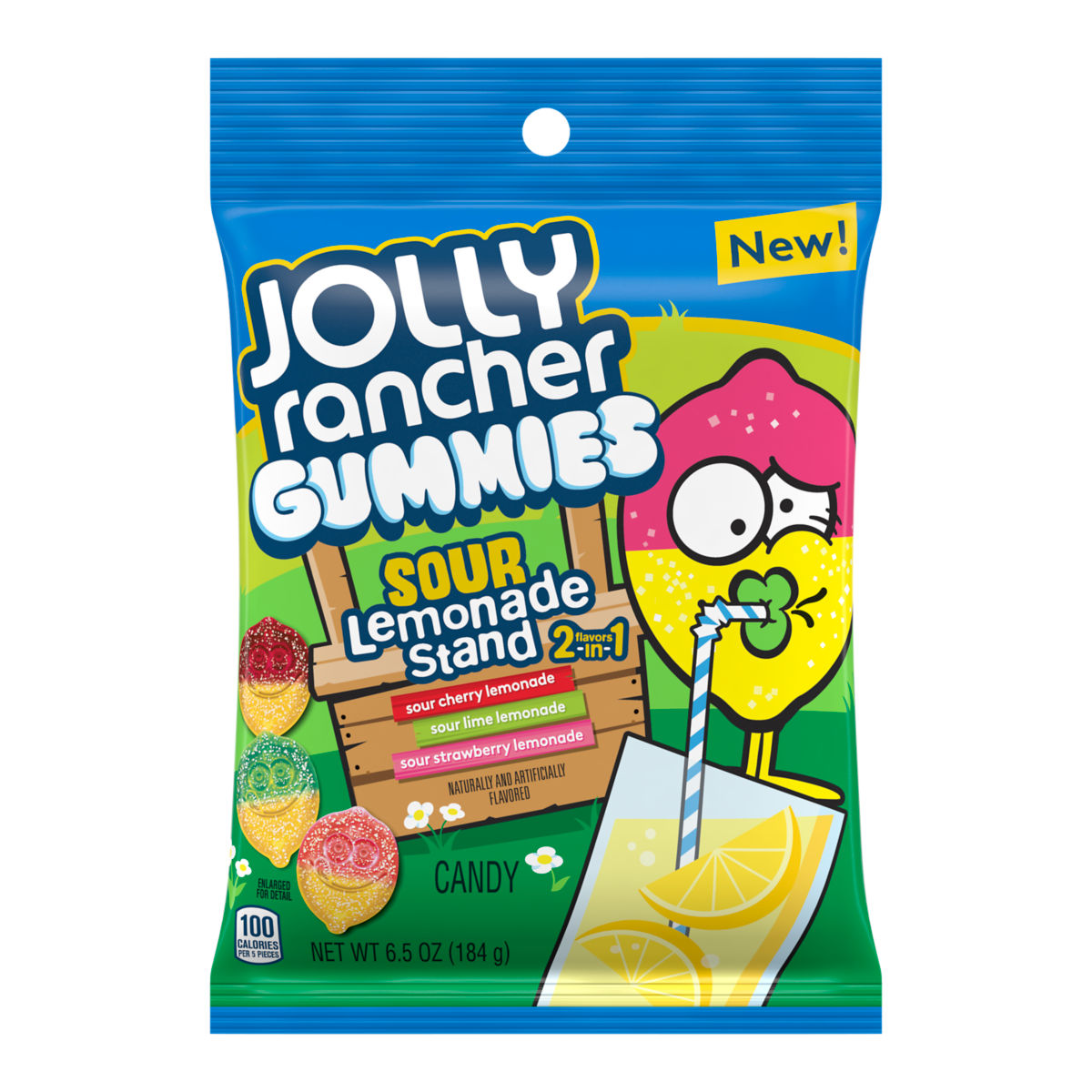 Jolly Rancher Lemonade Stand Sour Gummies Peg Bag 184g